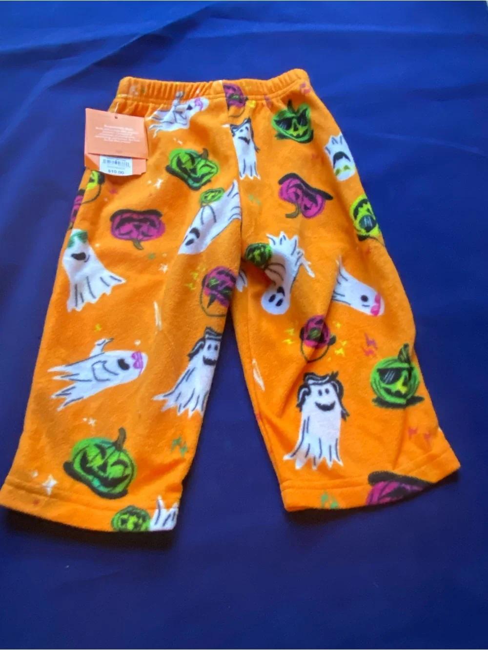 New Hyde & Eeks! Halloween Orange Ghost & Pumpkin Fleece Pajama Pants 18M